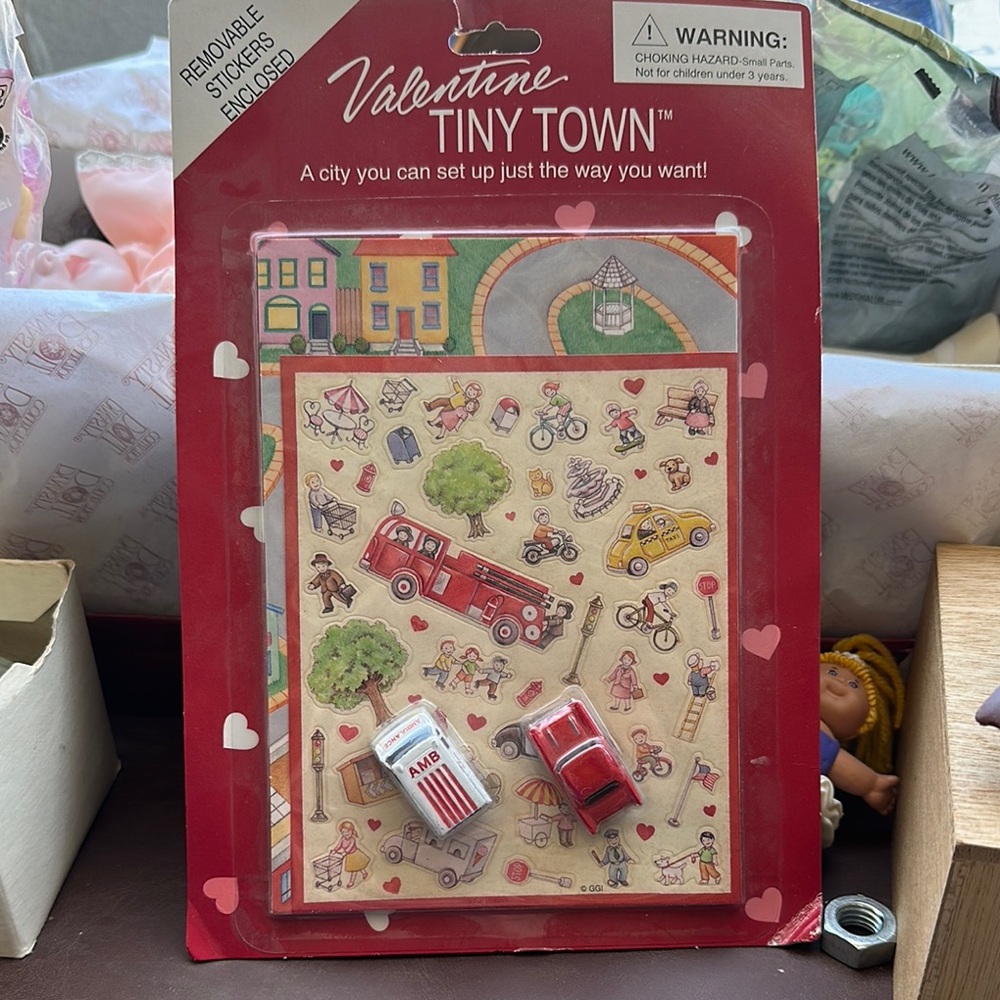 Valentine Tiny Town Sticker Set with Red Vehicles